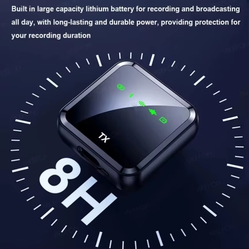 Bluetooth Audio Video Voice Recording Mic Wireless Lavalier Microphone System for iPhone Android Mobile Phone Interview Camera
