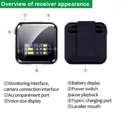 Bluetooth Audio Video Voice Recording Mic Wireless Lavalier Microphone System for iPhone Android Mobile Phone Interview Camera