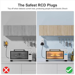 A76X-White Polycarbonate 13A RCD Plug UK Standard PRCD Leakage Protection Socket Adapter 30Ma
