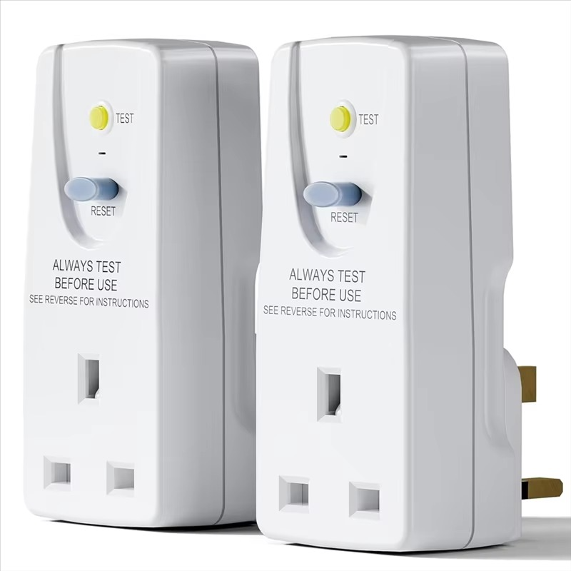 A76X-White Polycarbonate 13A RCD Plug UK Standard PRCD Leakage Protection Socket Adapter 30Ma