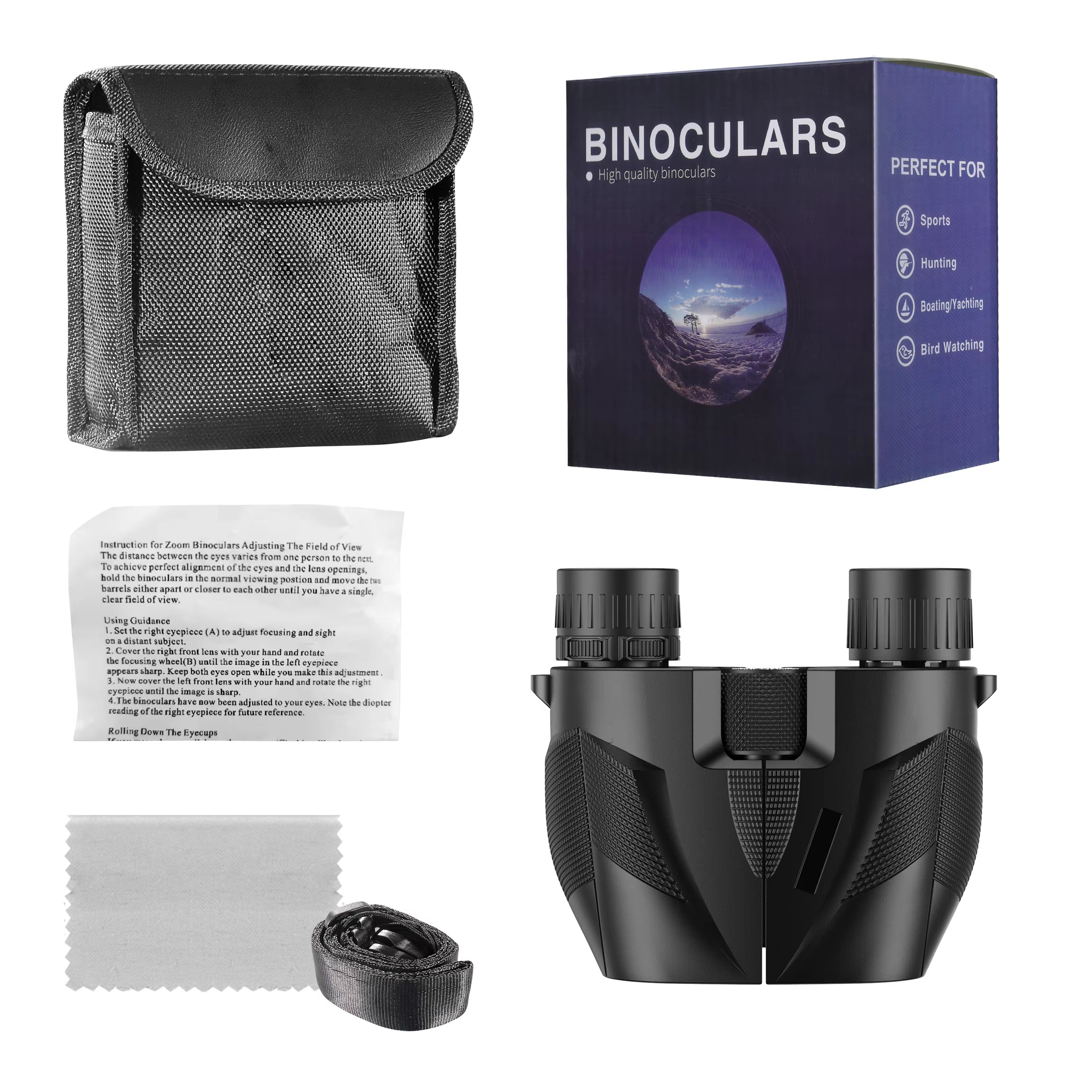 500X25 portable high-definition zoom 5000M/100000M binoculars with large folding design for long-distance visual hunting