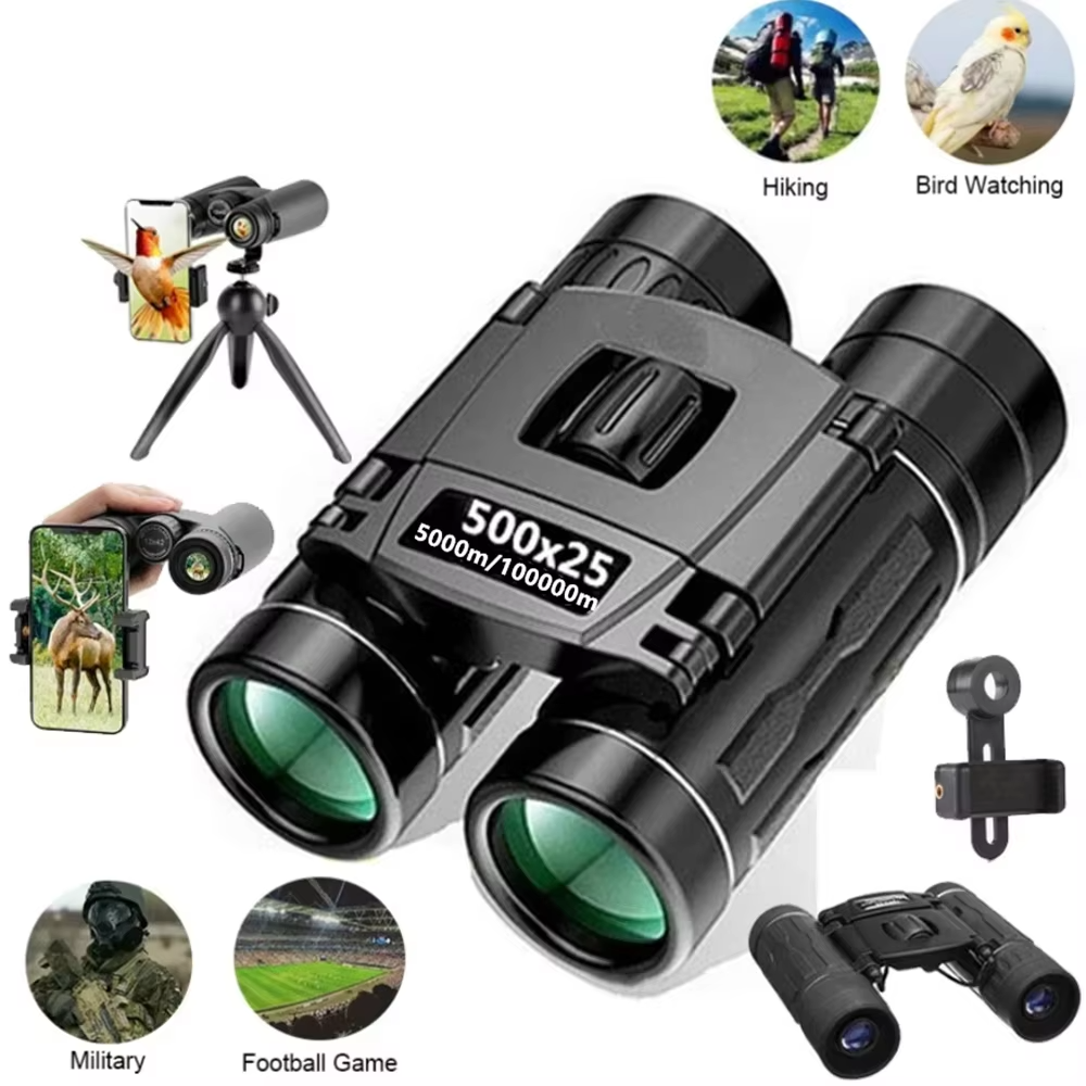 500X25 portable high-definition zoom 5000M/100000M binoculars with large folding design for long-distance visual hunting