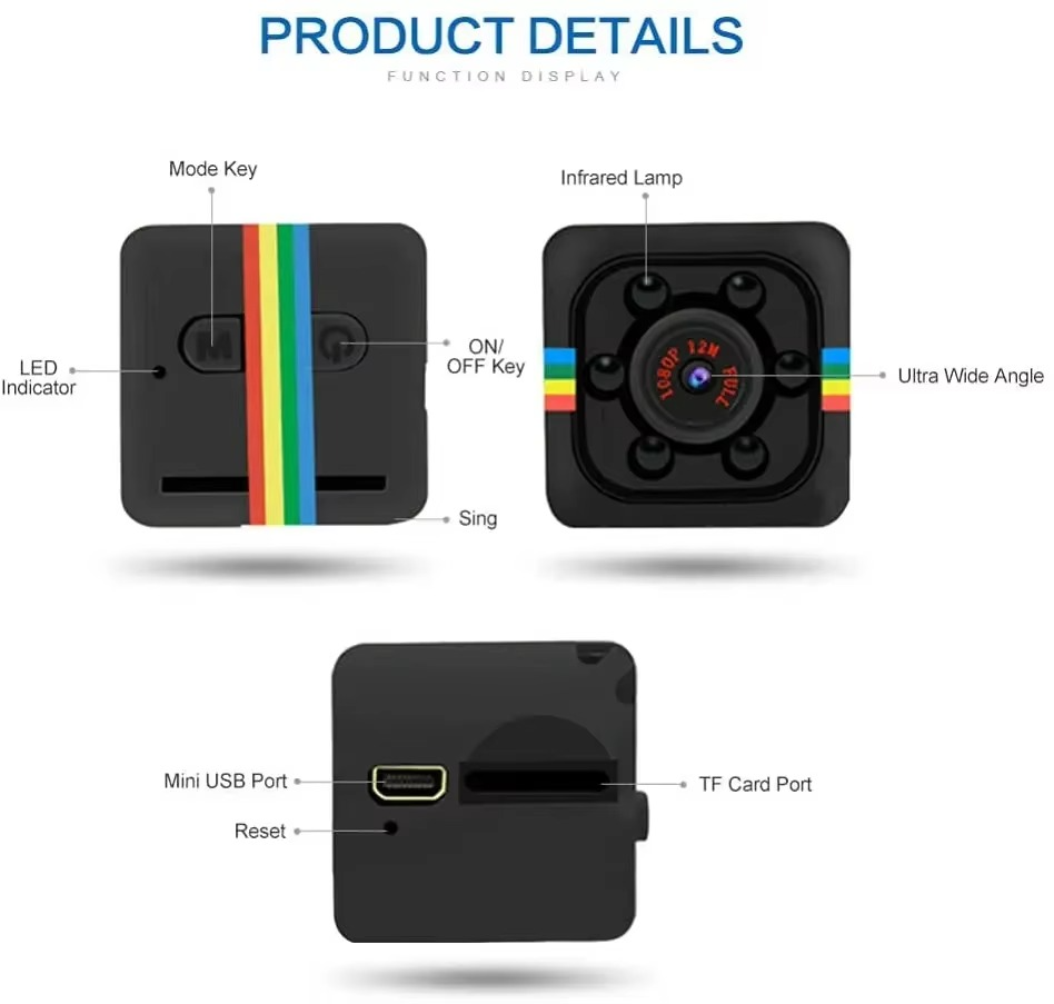 SQ11 Mini 1080p HD Camera | Night Vision | 30fps | Supports 128GB