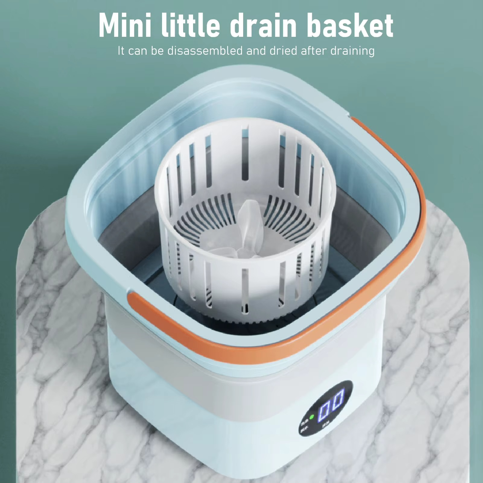 Mini Portable Bucket Washer 6L Foldable Automatic Washing Machine with LCD Panel Display for Drom RV Travel Apartment 110-220V