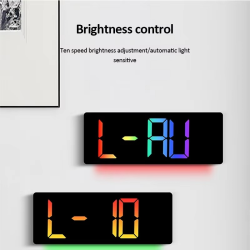 17" Large Digital Wall Clock 11Colors Dispaly & Dynamic RGB LED Clocks Temp Date Week Display Remote Control Dual Alarms Clock
