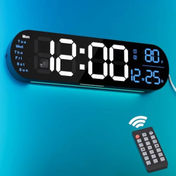 Digital Wall Clock Large Display,13.7 inch Large Digital Wall Clock with RGB Color Changing Remote Control,Auto DST, Date Week
