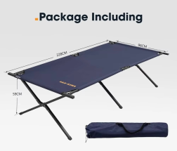 Camping Cot Bed - Foldable Camp Stretcher Bed for Car & Tent Camping, Suitable for Use with Tent, 200KG Weight Capacity, 228 x 9