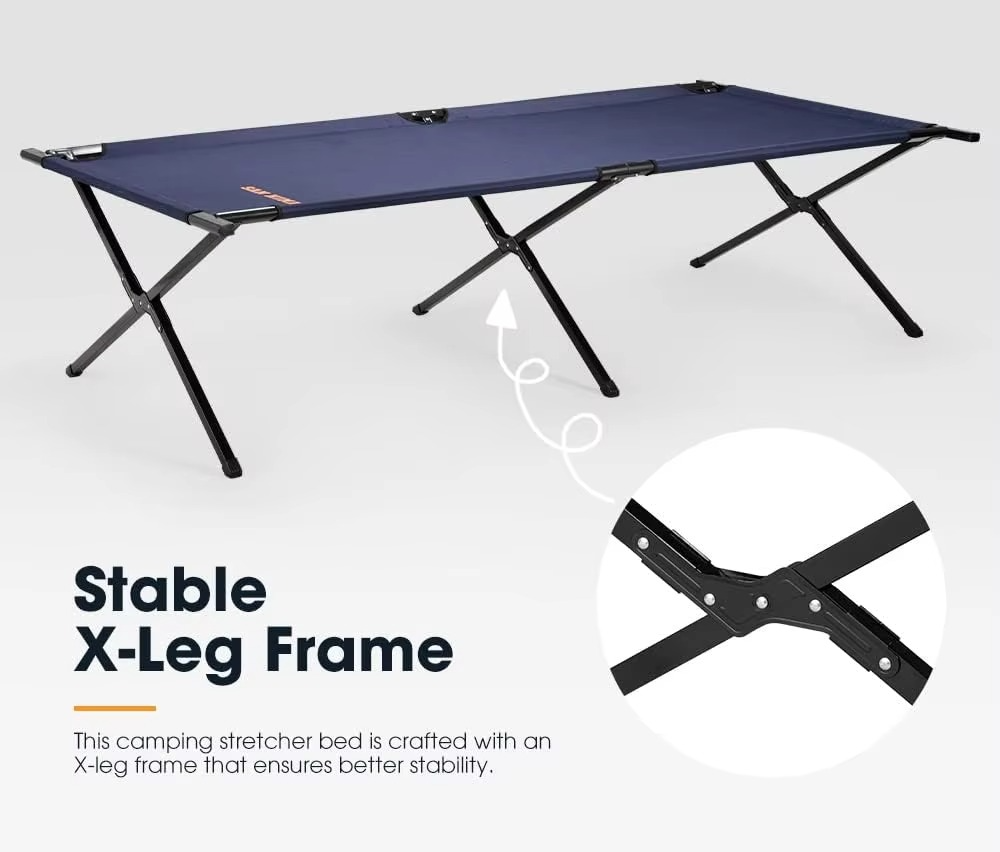 Camping Cot Bed - Foldable Camp Stretcher Bed for Car & Tent Camping, Suitable for Use with Tent, 200KG Weight Capacity, 228 x 9