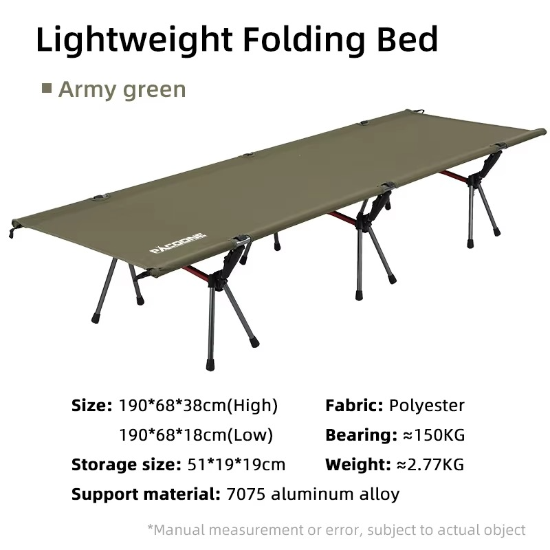 PACOONE Camping Cot Folding Camping Bed Portable Outdoor Bed Comfortable Sleeping Cots for Adults & Kids Camping, Travel, RV