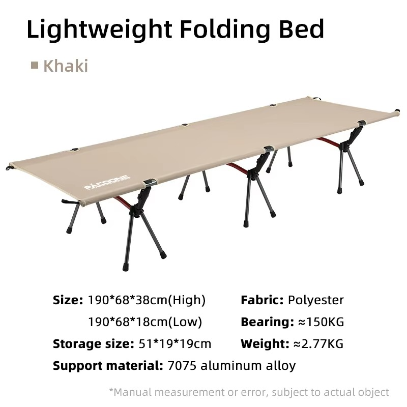 PACOONE Camping Cot Folding Camping Bed Portable Outdoor Bed Comfortable Sleeping Cots for Adults & Kids Camping, Travel, RV
