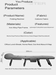 Portable Folding Lunch Break Camp Bed Multifunctional Adjustable Leisure Recliner Single Bed Office,home Mini Bed