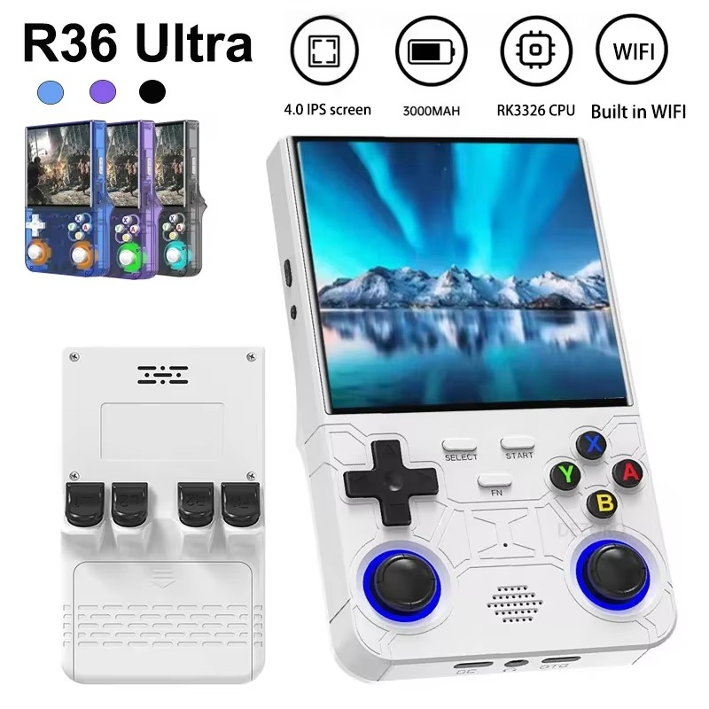FLLAPT R36Ultra Retro Handheld Video Game Console Linux System 4.0-inch R36S IPS Screen Portable Pocket Video Player Game