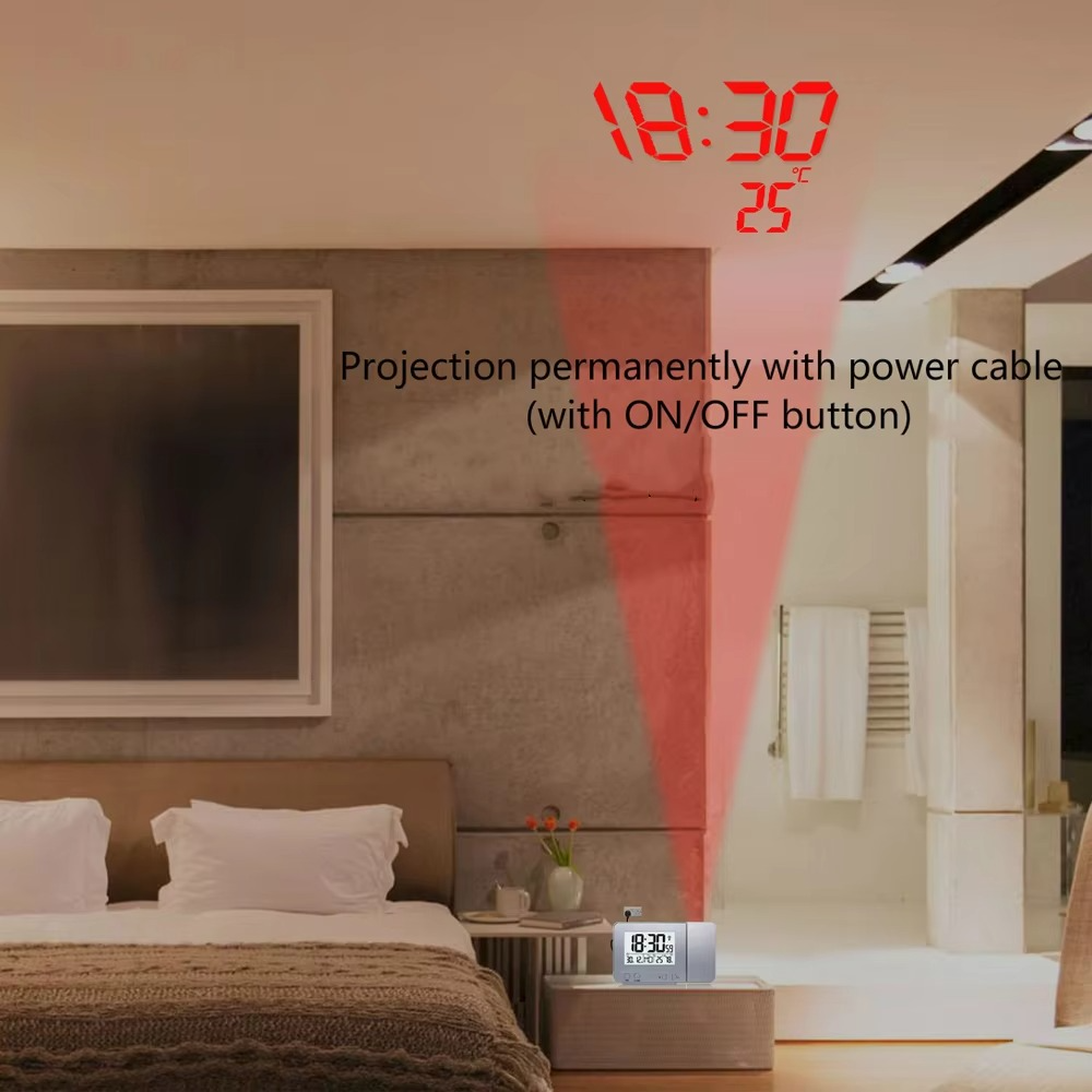 FanJu FJ3531 Alarm Clock Digital Date Snooze Function Backlight Watch Wall Projector Desk Table Led Clock With Time Projection
