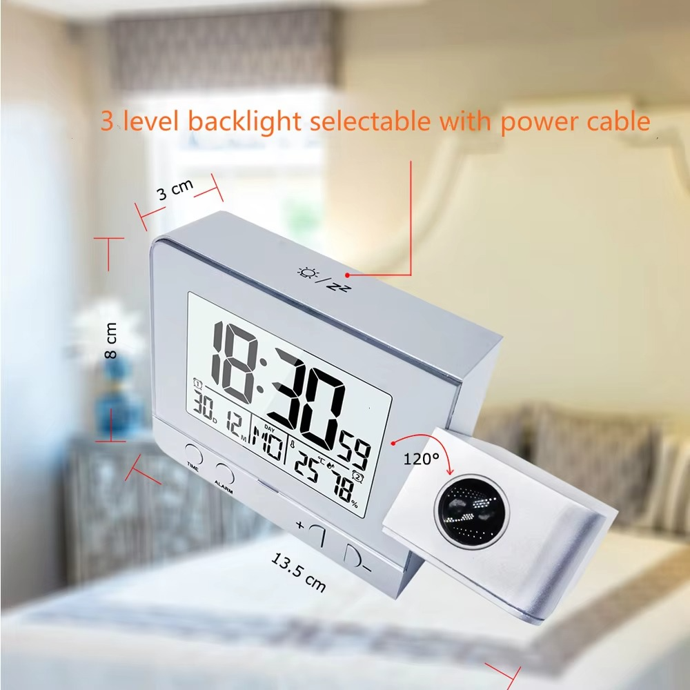 FanJu FJ3531 Alarm Clock Digital Date Snooze Function Backlight Watch Wall Projector Desk Table Led Clock With Time Projection
