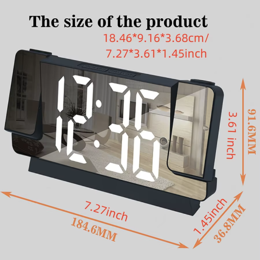 double projection clock LED clock Alarm Clock Digital clock 12/24H student Clock Advanced Projection Alarm Clock USB powered