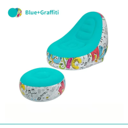 Lazy Sofa Inflatable PVC Flocking Foldable Recliner Outdoor Convenient Lying Chair with Footstool Plush Sofa Beach Park Air Bed