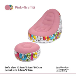 Lazy Sofa Inflatable PVC Flocking Foldable Recliner Outdoor Convenient Lying Chair with Footstool Plush Sofa Beach Park Air Bed