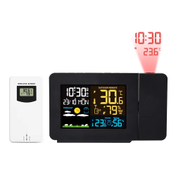 FanJu Digital Alarm Clock Weather Station LED Temperature Humidity Weather Forecast Snooze Table Clock With Time Projection