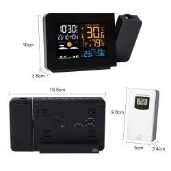 FanJu Digital Alarm Clock Weather Station LED Temperature Humidity Weather Forecast Snooze Table Clock With Time Projection