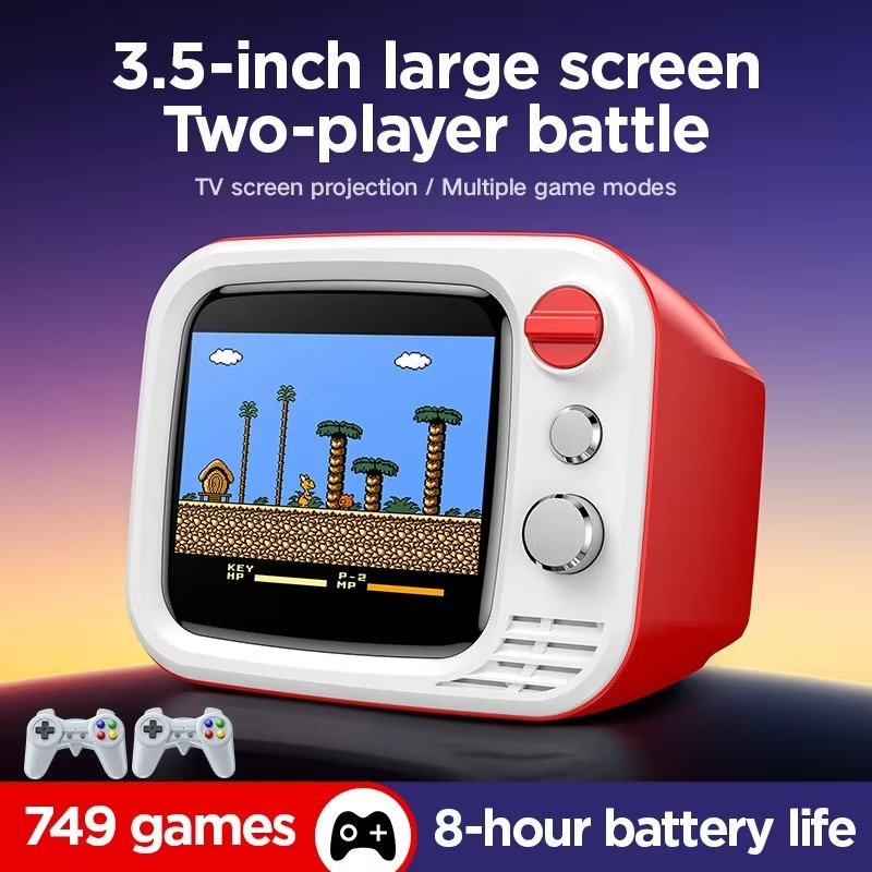 H7 Retro VideoTV Handheld Game Console 3.5-Inch HD Built in 749 Retro Games Video Dual Gamepad Handheld Console Kids Gifts