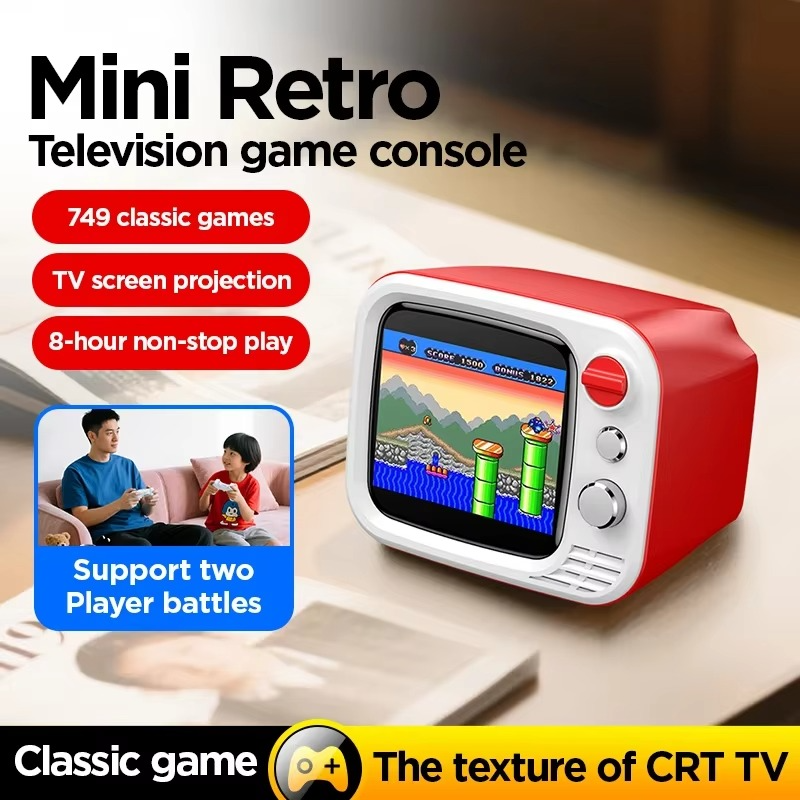 H7 Retro VideoTV Handheld Game Console 3.5-Inch HD Built in 749 Retro Games Video Dual Gamepad Handheld Console Kids Gifts