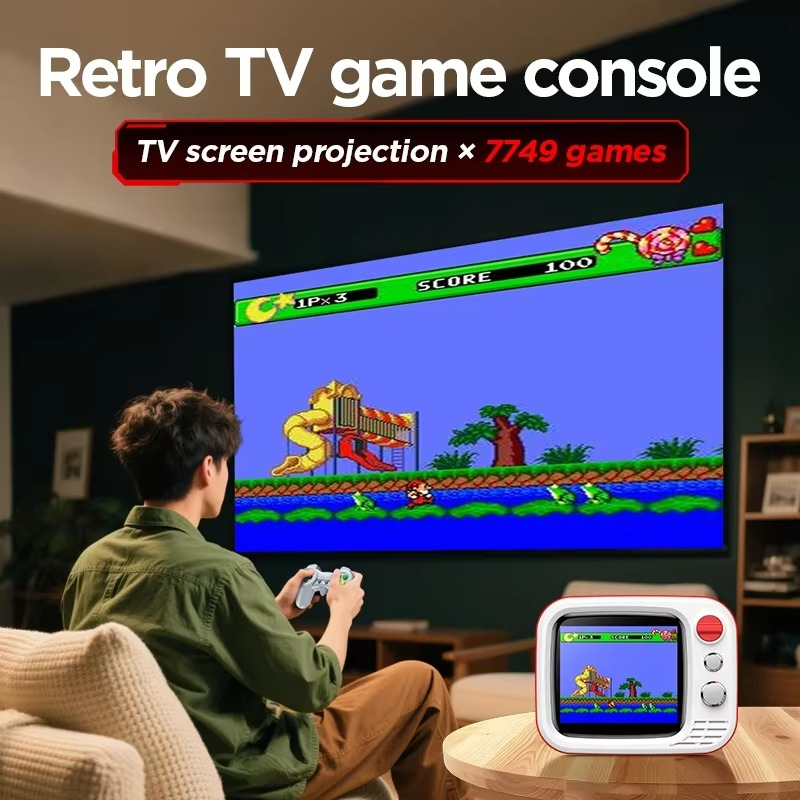 H7 Retro VideoTV Handheld Game Console 3.5-Inch HD Built in 749 Retro Games Video Dual Gamepad Handheld Console Kids Gifts