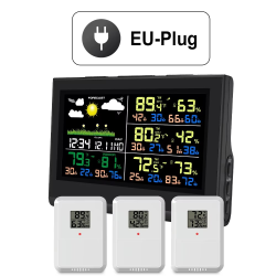 MASTFUYI 3-Sensor Weather Station 5-inch HD Color Display Desktop Clock Weather Forecast Indoor/Outdoor Thermometer Hygrometer​
