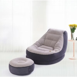 PVC Flocked Inflatable Outdoor Ultra Air Furniture Lounge Air Sofa Chair with Ottoman Надувной Матрас Пляжный Lazy Bag