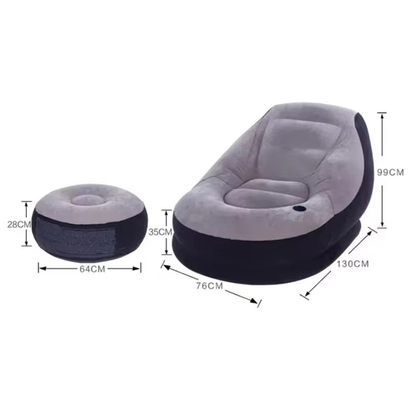 PVC Flocked Inflatable Outdoor Ultra Air Furniture Lounge Air Sofa Chair with Ottoman Надувной Матрас Пляжный Lazy Bag