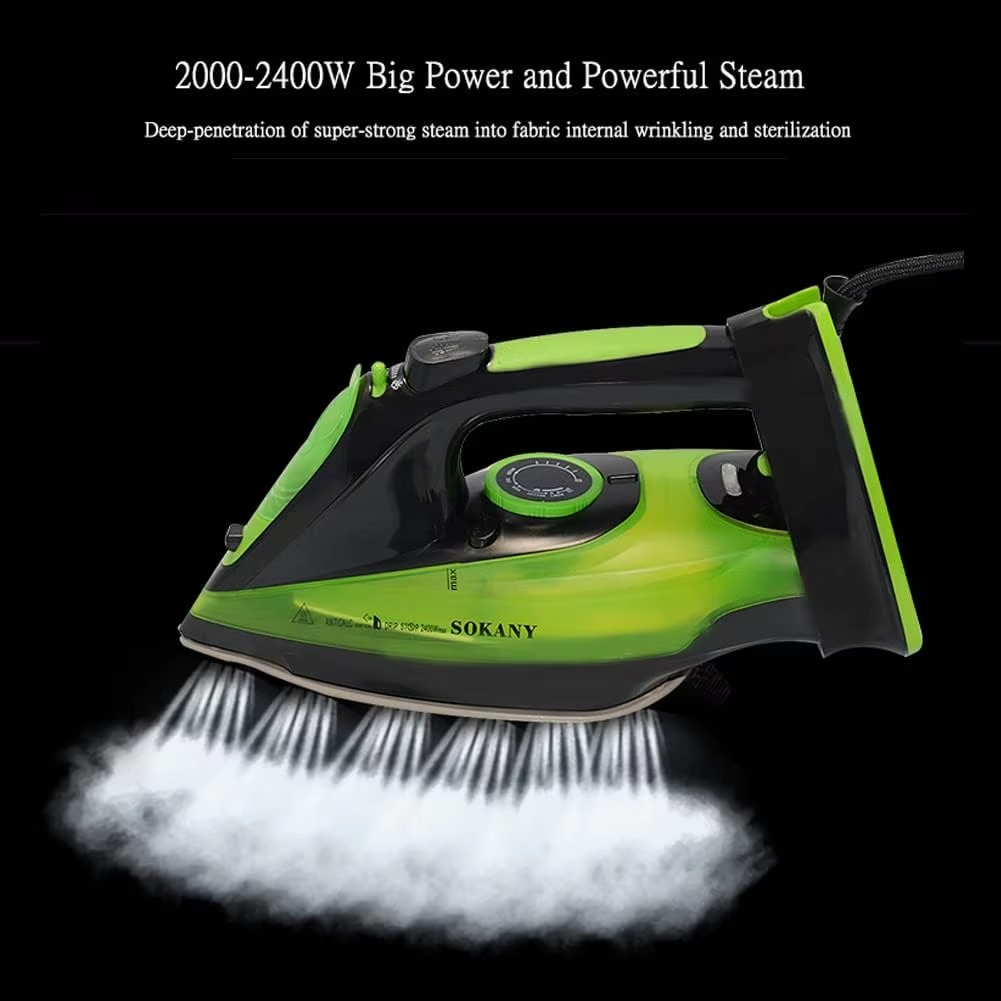 1pc Steam Iron for Clothes - Non-Stick Teflon Coated Aluminum Soleplate, Auto Shut off, Anti-Drip System, 2400W