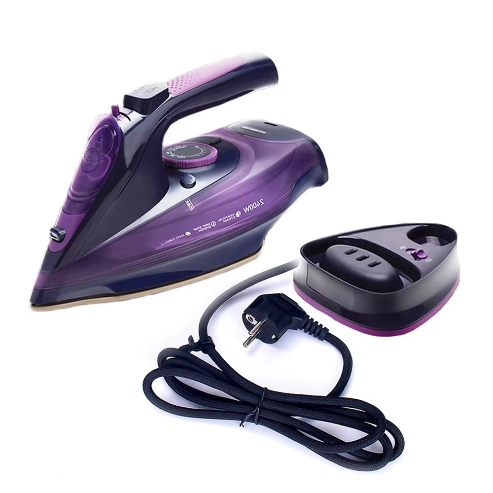 1pc Steam Iron for Clothes - Non-Stick Teflon Coated Aluminum Soleplate, Auto Shut off, Anti-Drip System, 2400W