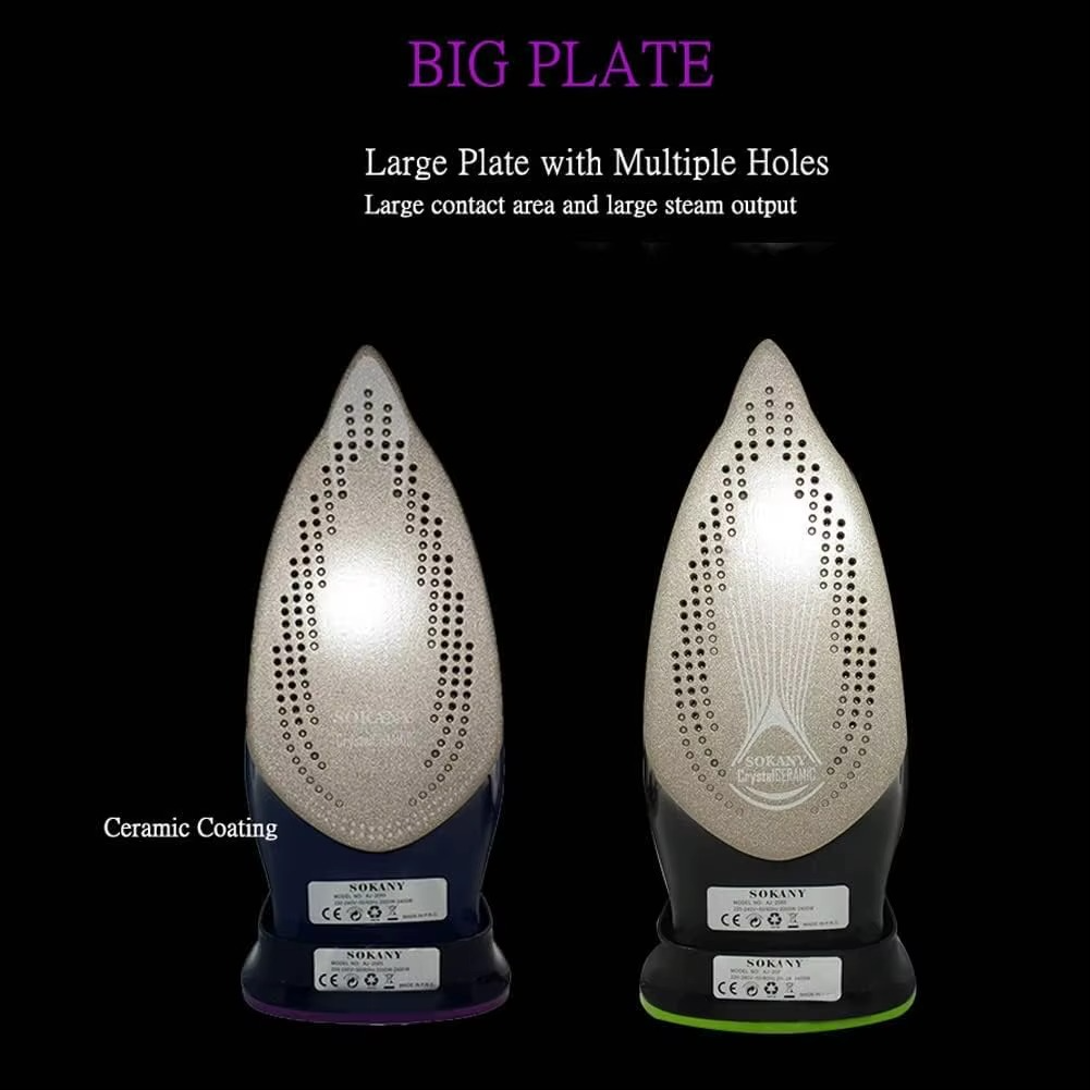 1pc Steam Iron for Clothes - Non-Stick Teflon Coated Aluminum Soleplate, Auto Shut off, Anti-Drip System, 2400W