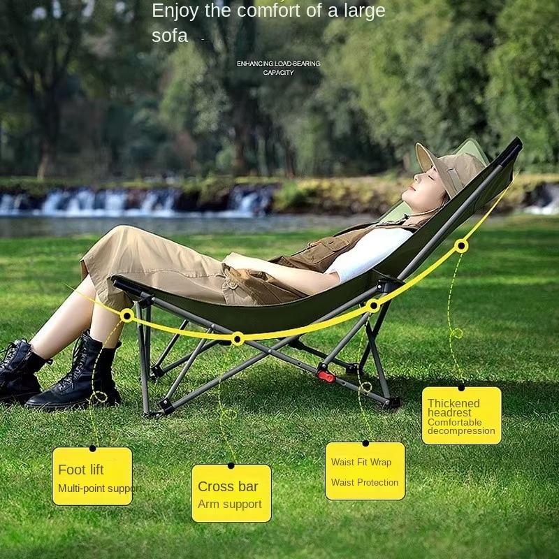 Outdoor Lounge Chair Camping Beach Folding Chair Nap Tool Dual-use Chair For Sitting And Lying Camping Chair Fishing Chair 2024