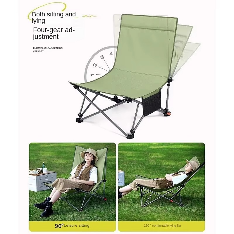 Outdoor Lounge Chair Camping Beach Folding Chair Nap Tool Dual-use Chair For Sitting And Lying Camping Chair Fishing Chair 2024