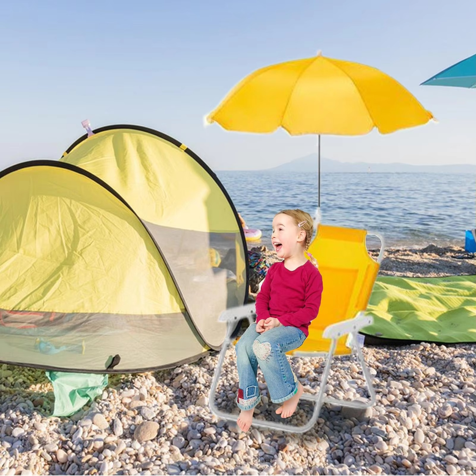 Beach chair with umbrella camping chair for kids Lazy fishing stools Children's outdoor folding chairs Lightweight recliners