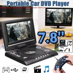 Portable 7.8 Inch TV Home Car DVD Player HD VCD CD MP3 HD EVD Player With TV/FM/USB/Game Function-EU Plug