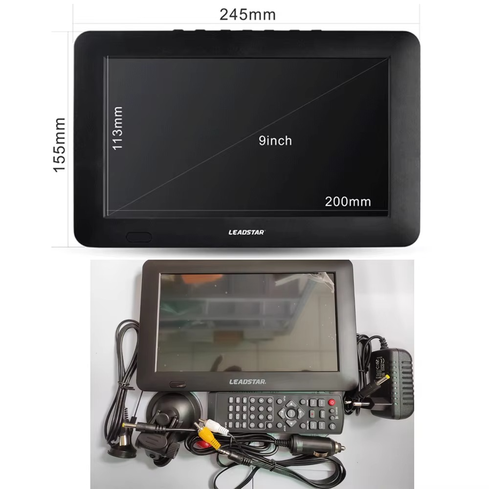 Leadstar D9 9 Inch Portable Tv With ISDB-T Decoder Hevc 10Bit 800*480 IsdbT Digital Mini TV Color Television Player for Home Car
