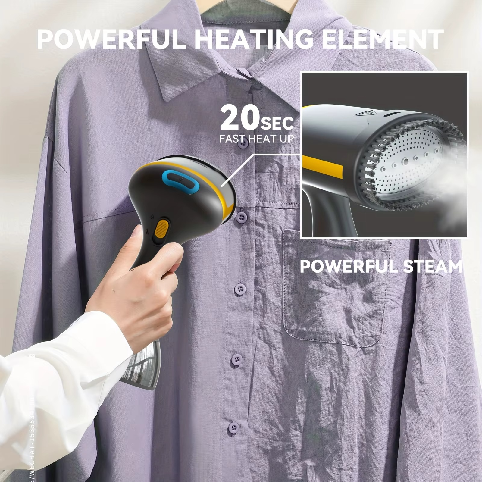 1500W Portable Handheld Steam Iron with 360-Degree Rotating Head - Compact, Travel-Friendly Garment Steamer for Home