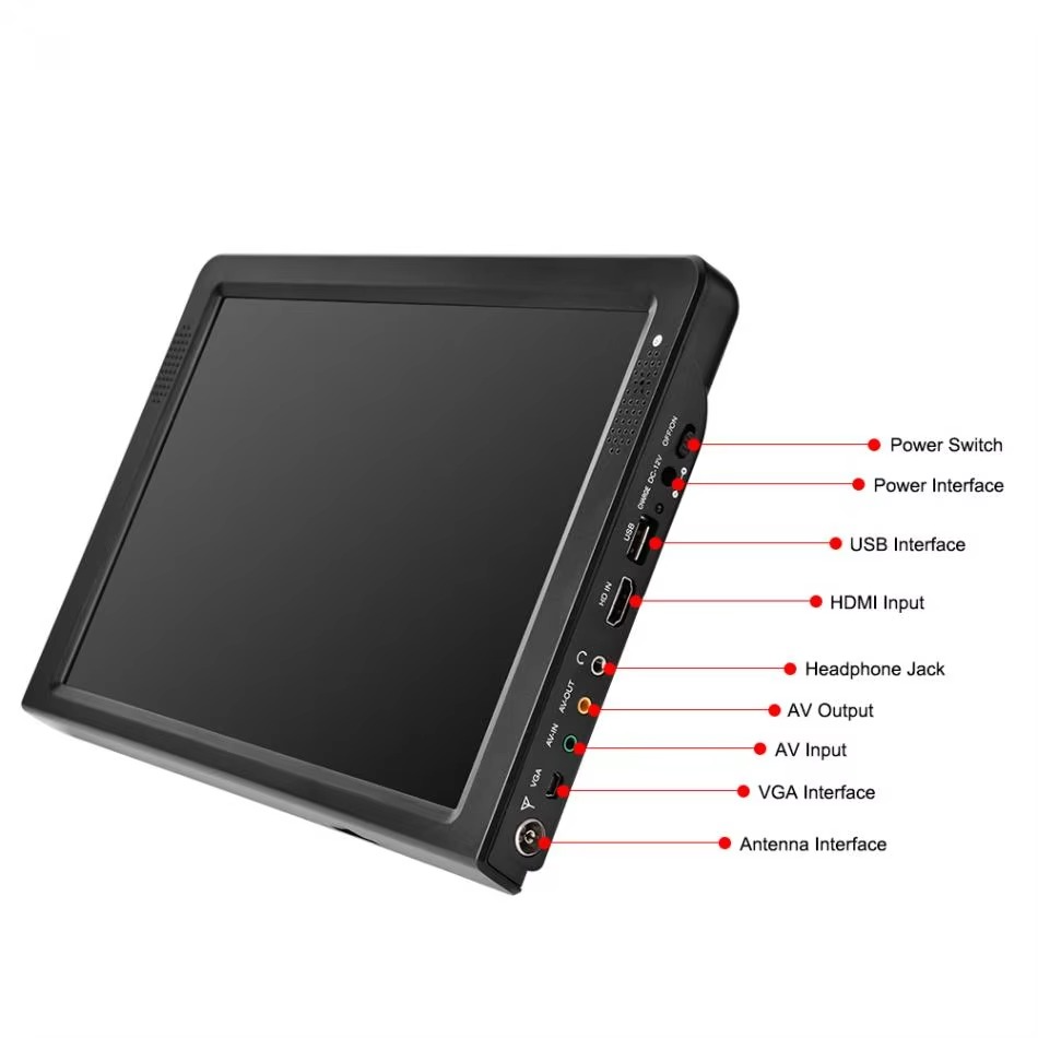 Korea LEADSTAR 12 Inch Atsc T Portable Mini Tv Supports ATSC/H265/Hevc Dolby Ac3 1280*800 TF Card For Home/Car