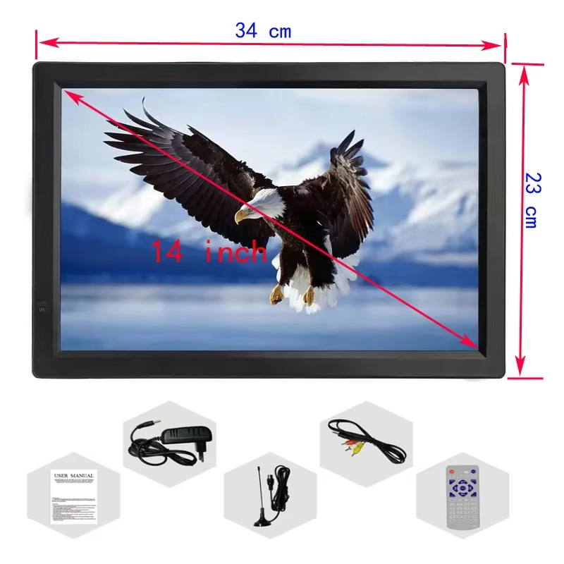 New Rechargeab LEADSTAR 14 Inch Portable Mini TV With DVB-T2 Digital Tuner Dolby AC3 10Bit Hevc Wireless Screen Sharing Miracast