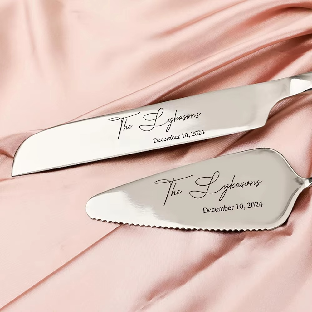 Personalized Engrave Cake Cutting Set Wedding Cake Cutter Serving Set Birthday Party Supply Bridal Shower Gift Cake Knife Shovel