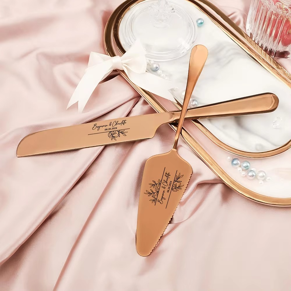 Personalized Engrave Cake Cutting Set Wedding Cake Cutter Serving Set Birthday Party Supply Bridal Shower Gift Cake Knife Shovel