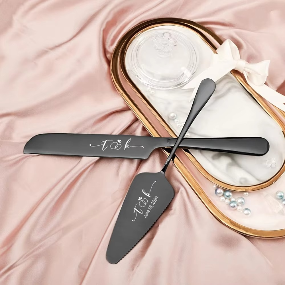 Personalized Engrave Cake Cutting Set Wedding Cake Cutter Serving Set Birthday Party Supply Bridal Shower Gift Cake Knife Shovel