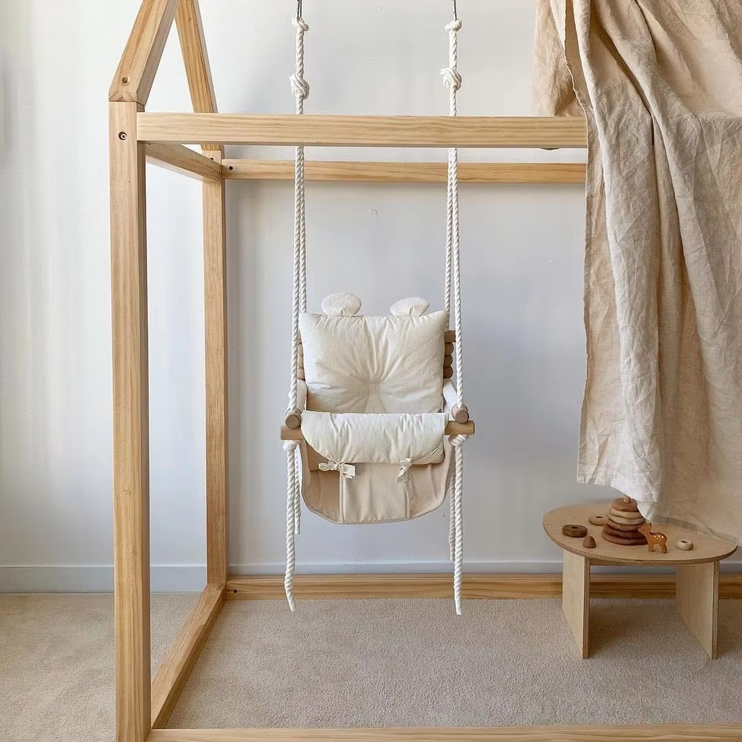 Wooden Baby Hanging Swing Baby Swing Indoor Outdoor Toddler Swing Infant Room Decorations