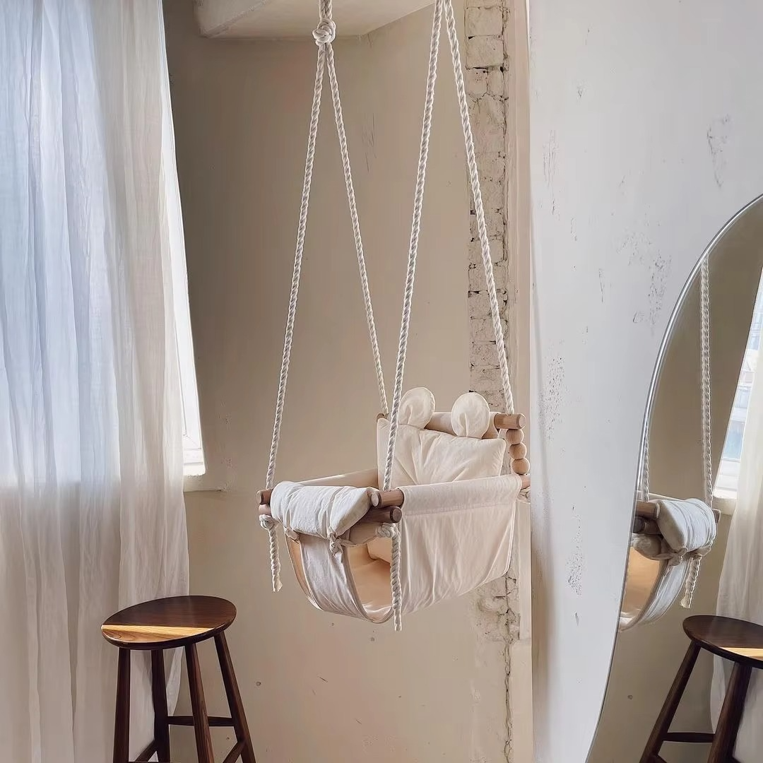 Wooden Baby Hanging Swing Baby Swing Indoor Outdoor Toddler Swing Infant Room Decorations