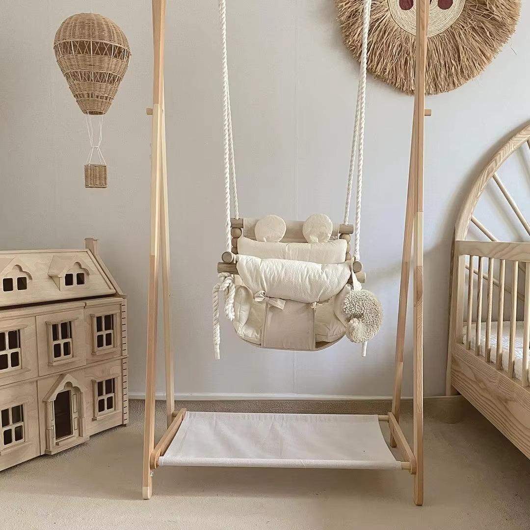 Wooden Baby Hanging Swing Baby Swing Indoor Outdoor Toddler Swing Infant Room Decorations