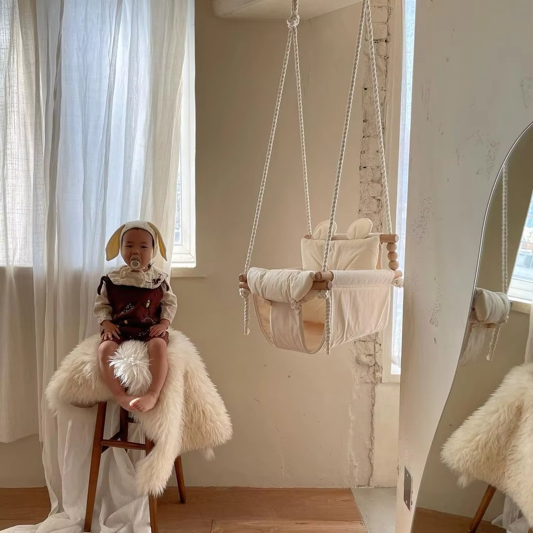 Wooden Baby Hanging Swing Baby Swing Indoor Outdoor Toddler Swing Infant Room Decorations