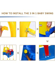 NEW 3-in-1 Toddler Swing Seat Baby Swing Seat with Adjustable Ropes Snap Hooks
