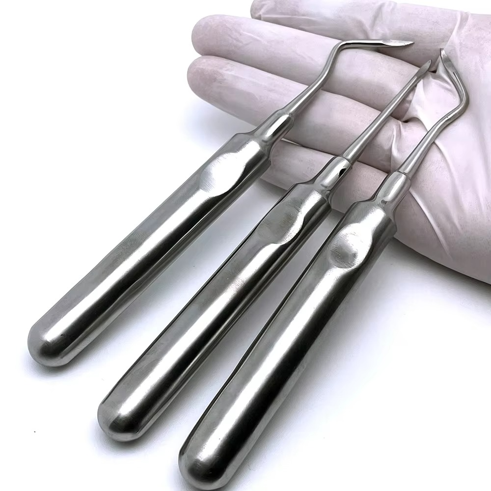 3Pcs Teeth Extraction Tooth Extracting Forceps Curved Root Lift Elevator Stainless Steel Dental Tools