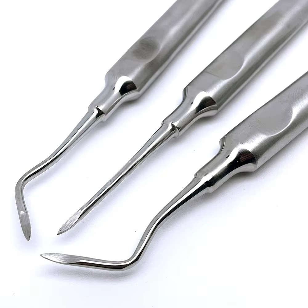 3Pcs Teeth Extraction Tooth Extracting Forceps Curved Root Lift Elevator Stainless Steel Dental Tools